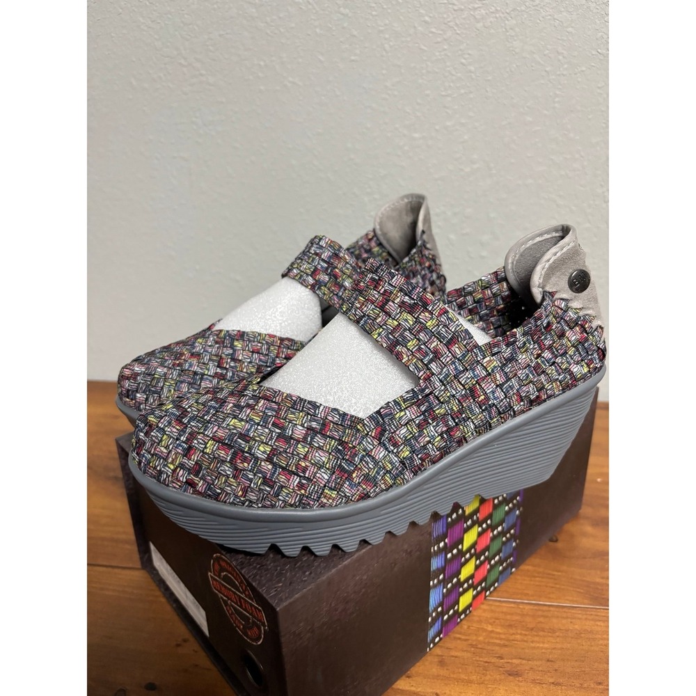 Bernie Mev Lulia Ice Woven Wedge Mary Jane Shoes Size 39 US 8-8.5 Multi